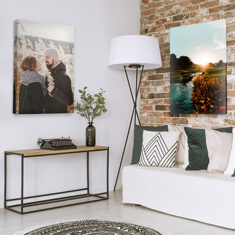 Acrylic Print and Canvas Print Displayed on the Wall Side-by-Side