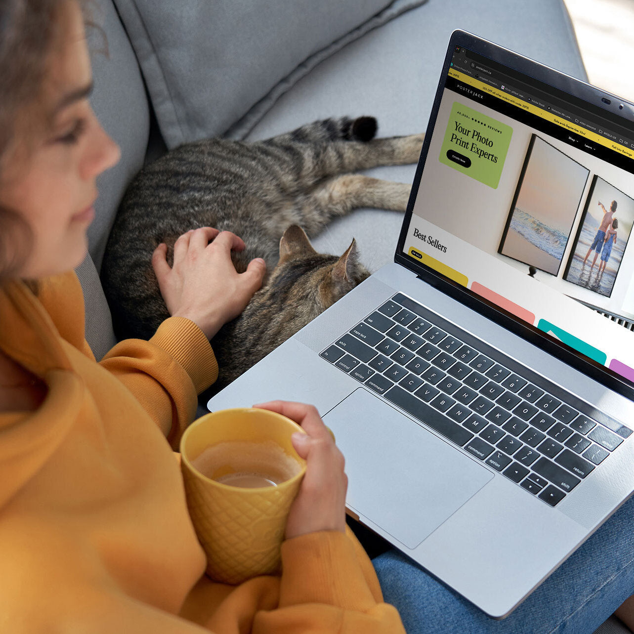 New Website Announcement - Person Looking at Laptop with Cat