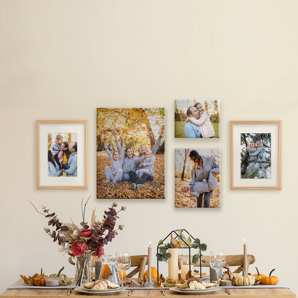 Fall-Themed Gallery Wall of Family Photos
